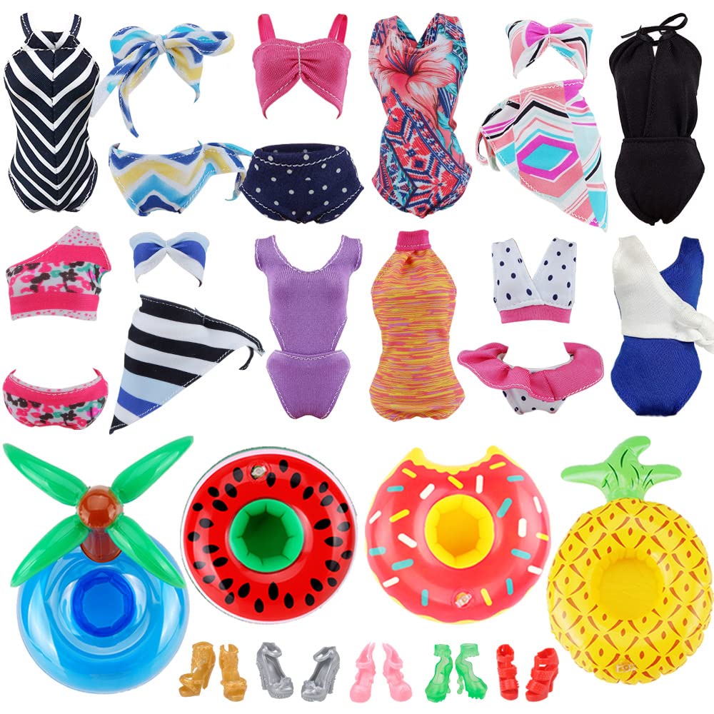 E-TING 11 Items= 3Pcs Doll Beach Bikini Swimsuit + 3Pcs