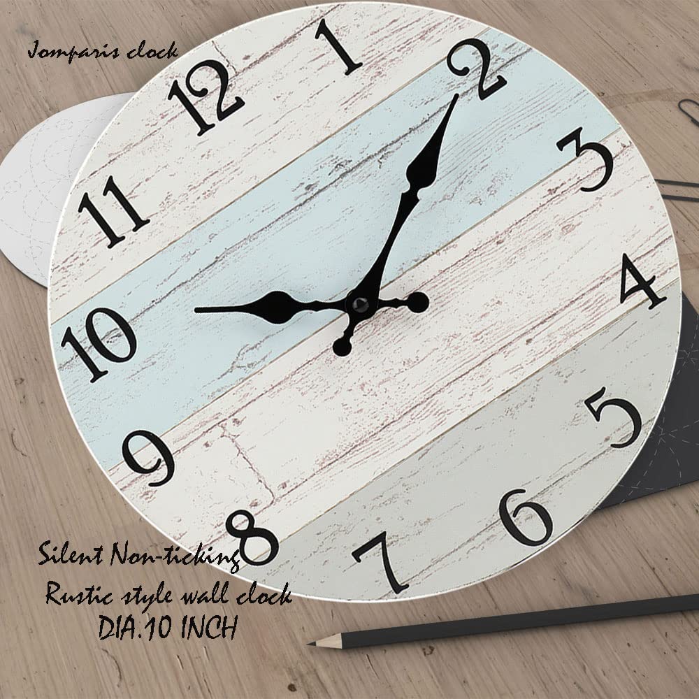 Silent Non-Ticking Wooden Decorative Round Wall Clock Vintage Rustic Country Tuscan Style Wooden Home Decor Round Wall Clock (10 Inch)