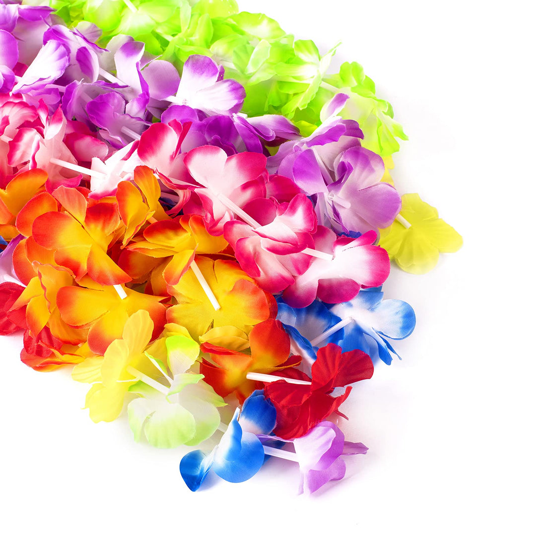 56 Counts Hawaiian Leis, Luau Party Supplies of Elastic Flowers Necklaces, Headbands and Wristbands - Tropical Hawaiian Decorations, Beach Party Decorations, Birthday Party Favors