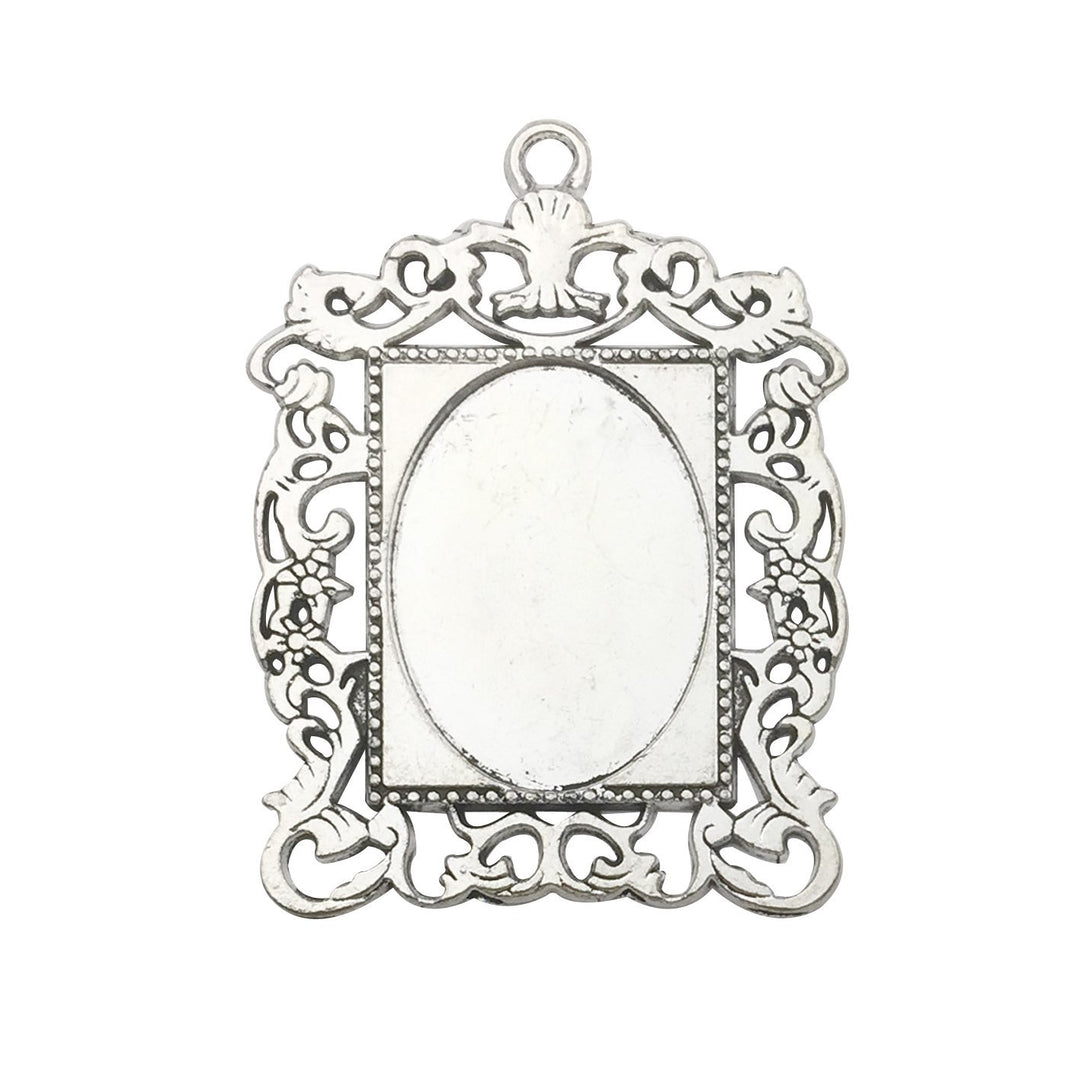 10 Sets Fit 18mm Moon Rotation Double Side Round Blank Bezel Pendant Trays Base Cabochon Settings Trays Pendant Blanks Jewelry Making DIY Findings (M133)