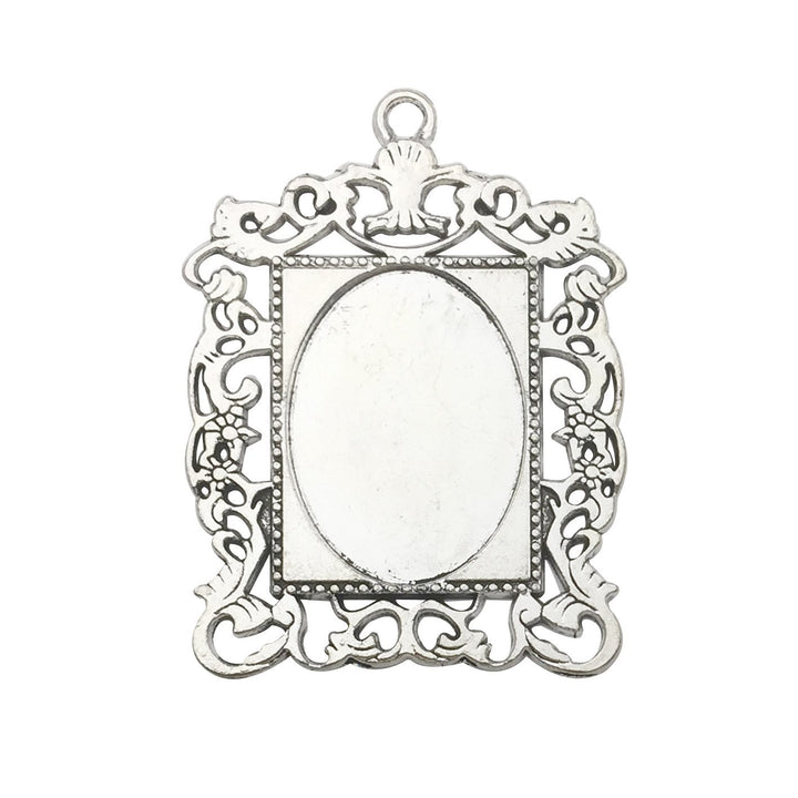 10 Sets Fit 18mm Moon Rotation Double Side Round Blank Bezel Pendant Trays Base Cabochon Settings Trays Pendant Blanks Jewelry Making DIY Findings (M133)