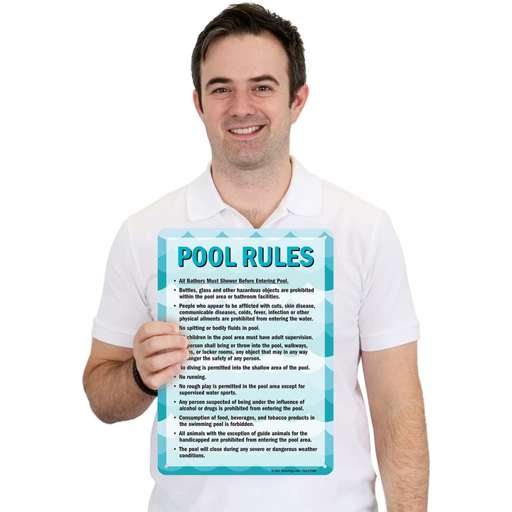 SmartSign 14 x 10 inch “Pool Rules - Shower Before Ente