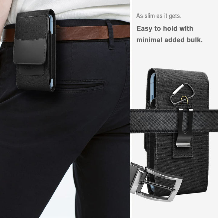 Dual Phone Holster Pouch Suitable for iPhone 15/14/13/12/11/15Pro/14Pro/13Pro/12Pro, Samsung, Motorola with Wallet Holster Card Holder,Phone Pouch for Belt,Phone Protective Holster