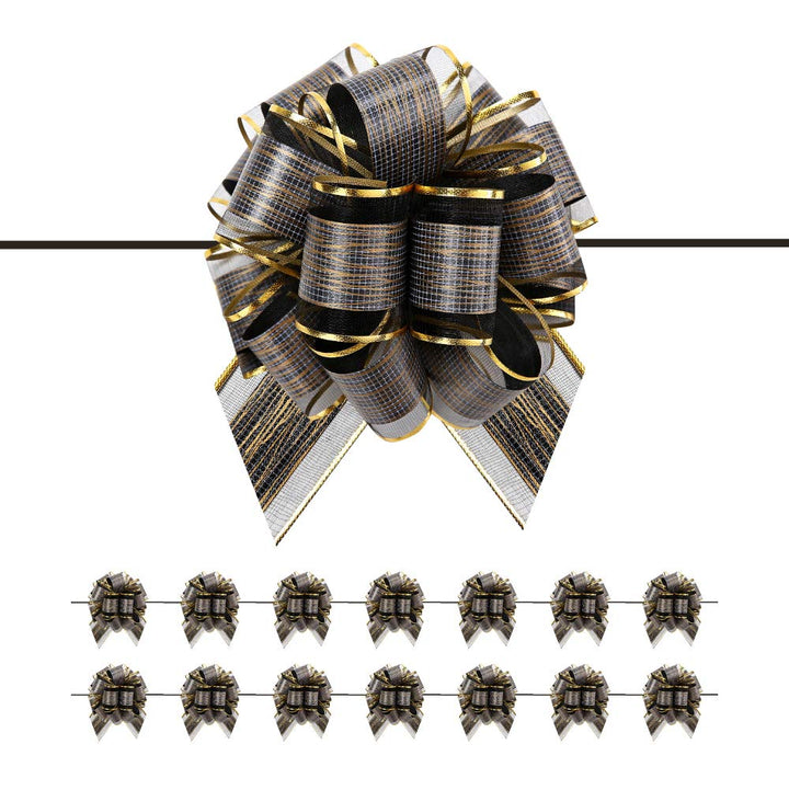 PACKQUEEN 15 Black Gift Bows Large, 6 inches, Gift Pull
