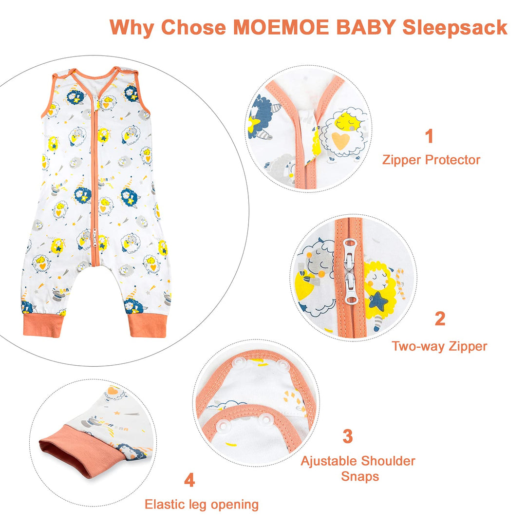 Sleep Sack with Feet, Baby Sleeping Bag Sleeveless, Wearable Blanket Baby with Legs, Cotton Toddler Sleep Sack, 12Months - 7T
