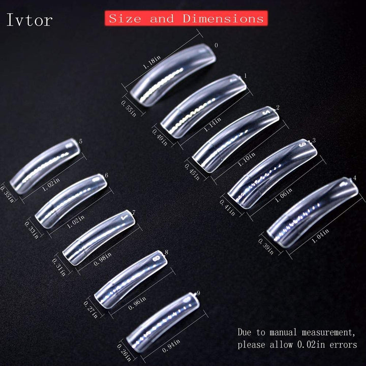 Clear Fake Nailsï¼Å’Traceless Acrylic Nail Tipsï¼Å’ Half Cover Square False Nail With Case for Women Nail Art DIY at Home 500Pcs