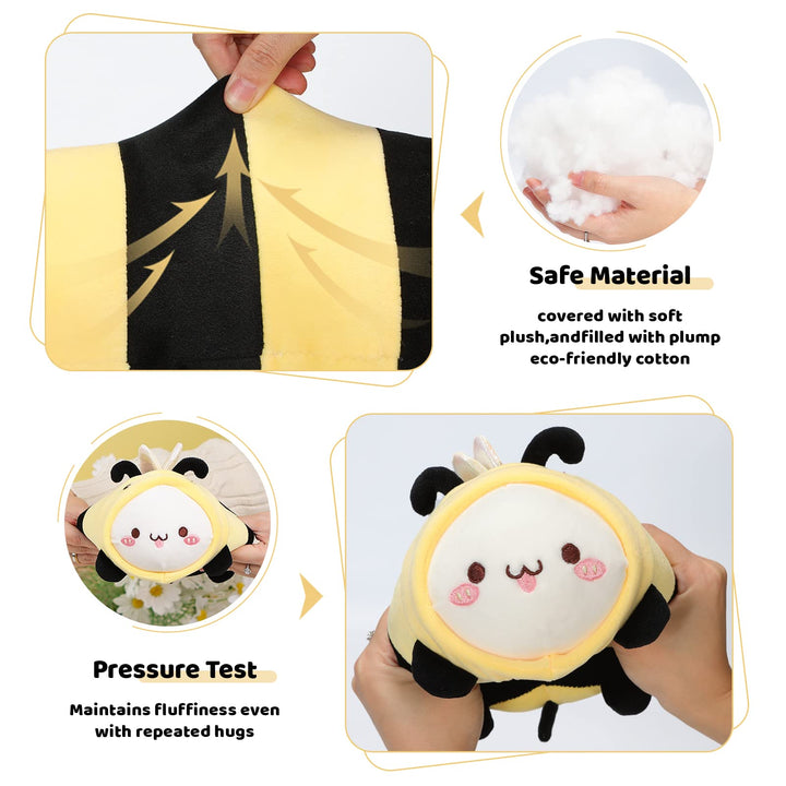 AIXINI 8 Cute Cat Bee Plush Pillow, Kawaii Kitten Honey