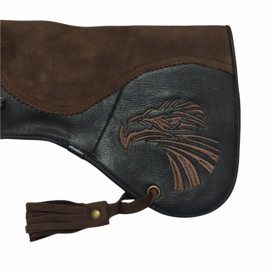 Point Double Layer Genuine Cow Hide Leather Falconry Gloves for Men – Bird Handling Pet Gloves Brown