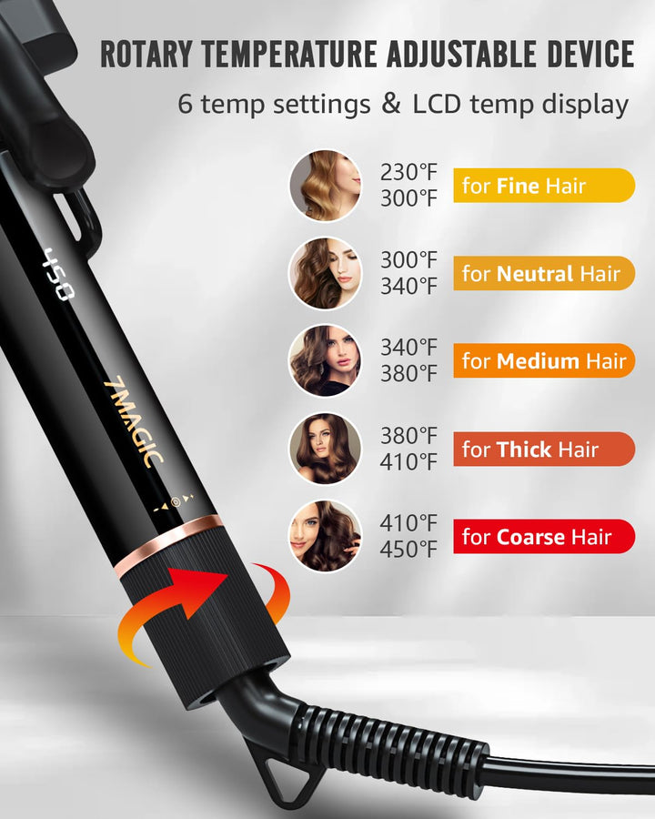 Hair Waver, 3 Barrel Curling Iron for Beachy Waves, Hair Crimper with LCD Temp Display, Ceramic Tourmaline Triple Barrels Curling Wand, Beach Waver with Dual Voltage, Black…