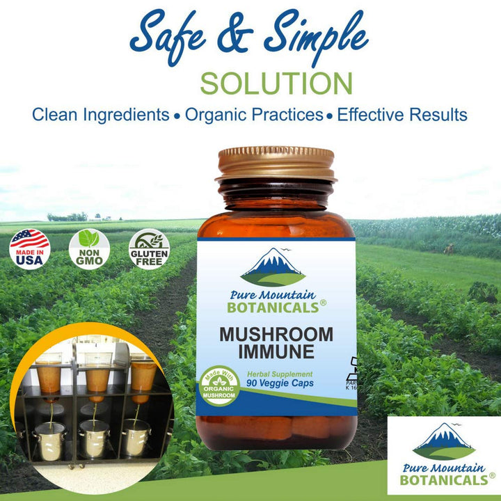 Mushroom Immune - 90 Kosher Capsules with 14 Powerful Mycelium Including Certified Organic Maitake - Reishi - Turkey Tail - Chaga - Cordyceps - Shiitake - Lions Mane