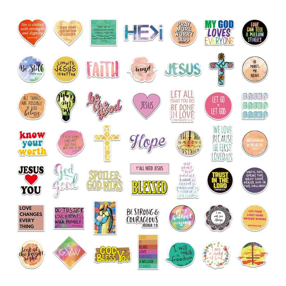 100pcs Jesus Christian Stickers, Bible Verse Faith Stickers, Cross Wisdom Words Decals Stickers for Water Bottles, Religious Christian Easter Gifts Stuff Merchandise for Kids Boys Girls