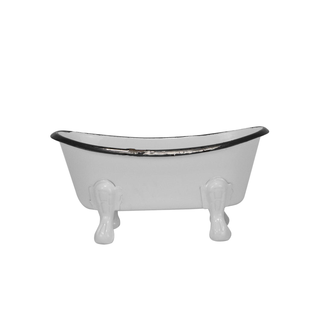 Foreside Home &amp; Garden Black Rim White Enamel Bathtub Soap Dish