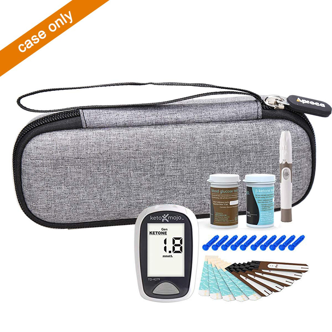 Aproca Hard Storage Travel Case, for Keto-Mojo Blood Ketone Test Strips Precision Measurement (Grey)