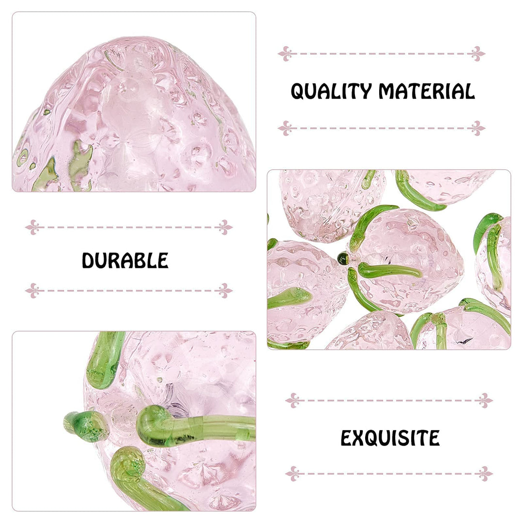 30pcs Strawberry Beads 3D Fruit Beads Handmade Lampwork Glass Beads Loose Beads Pendants Charms for Christmas Spring Summer Bracelets Necklace Earring Jewelry Making