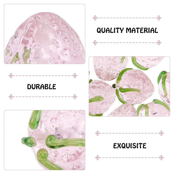 30pcs Strawberry Beads 3D Fruit Beads Handmade Lampwork Glass Beads Loose Beads Pendants Charms for Christmas Spring Summer Bracelets Necklace Earring Jewelry Making