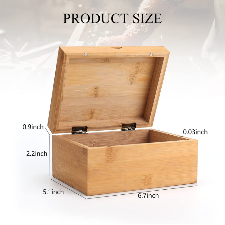 Small Unfinished Wooden Box, 6.7 x 5.1 x 3.1 inch Natural Pine Wood Boxes Unpainted Wooden Boxes for Crafts DIY Wood Box with Hinged Lids for Art, Hobbies, Jewelry Box and Home Storage