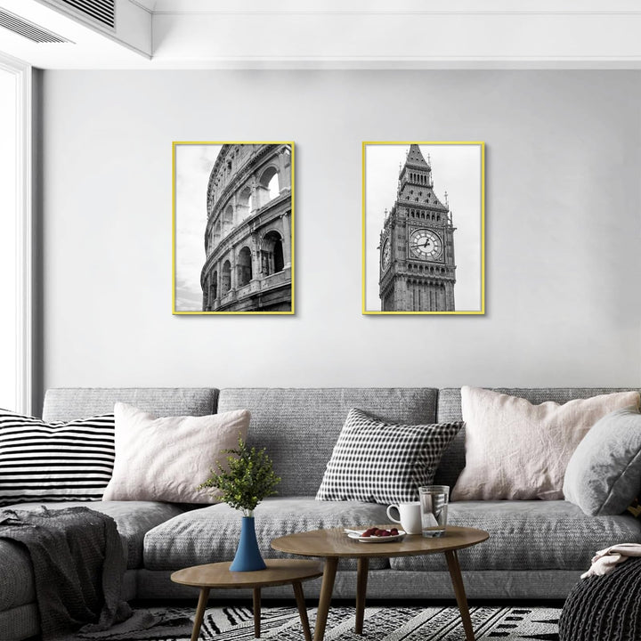 A2 Picture Poster Frame, Display Pictures 16.5x23.4 Without Mat, Thin Border Metal with Plexiglass for Horizontal and Vertical, Gold