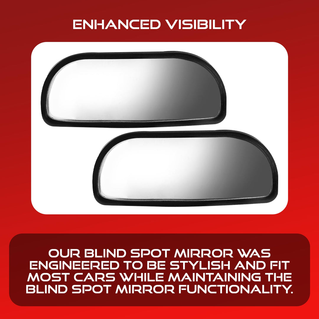 Blind Spot Convex Car Rear View Mirror: Rearview/Side Stick On Mirror Automotive Accessories | Narrow Blindspot Mirrors For Car By (2 pack)