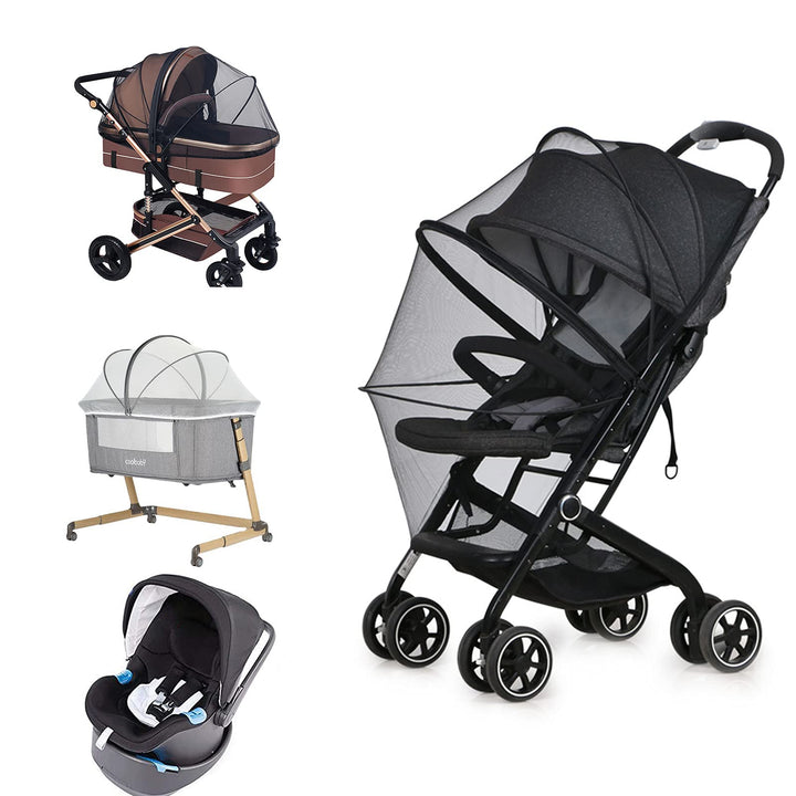 Baby Stroller Mosquito nets, Universal Lock-Type Baby Stroller Mosquito nets, Stretch nets, Breathable and Folding Dual-use Zipper nets, Baby car seat Covers, Cradles (Black)