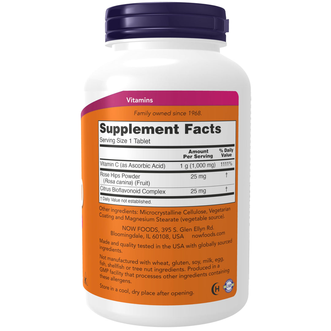 NOW Supplements, Vitamin C-1,000 with Rose Hips &amp; Bioflavonoids, Antioxidant Protection*, 250 Tablets