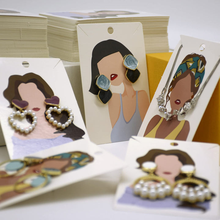 100 Pack Earring Cards Earring Bracelet Jewelry Display Cards Wholesale Hanging Bulk Earring Cards (White W)
