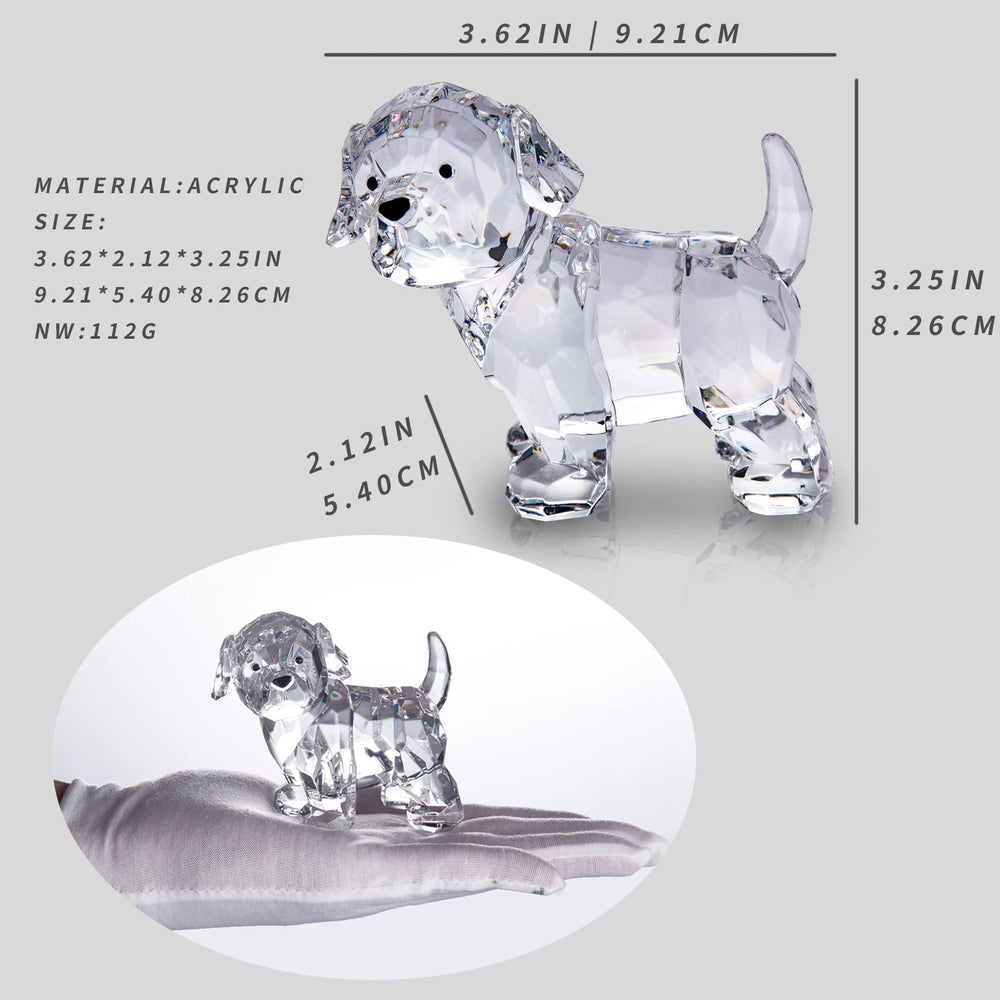 3.25 Inch Clear Lab Puppy Dog Figurines Collectibles Labrador Retriever Statue Acrylic Dog Pet Sculpture Home Decor Not Crystal (A)