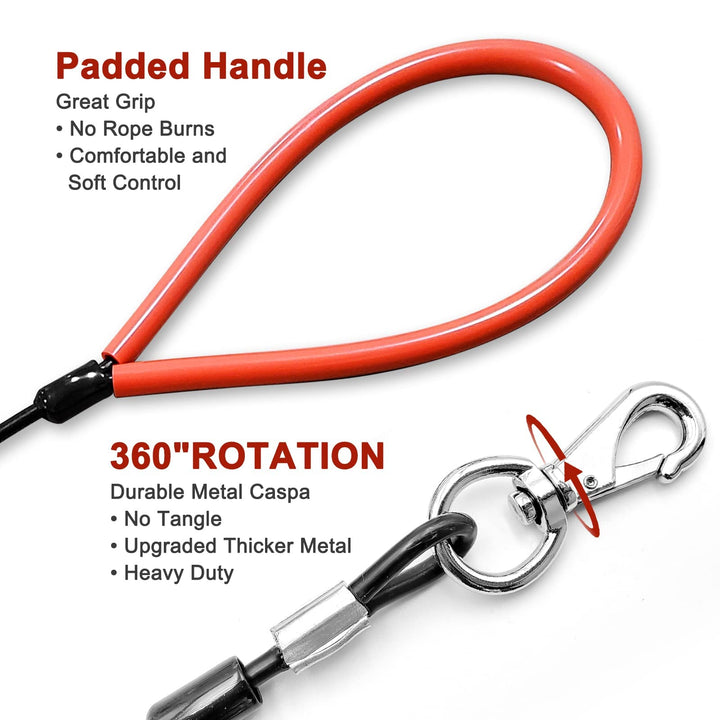 Chew Proof Heavy Duty Leash for Dogs Up to 250 Pound,Metal Cable Lead Made of Coated Wire Rope with Soft Padded Handle,Chew Resistant Dog Leash for Large and Medium Dog