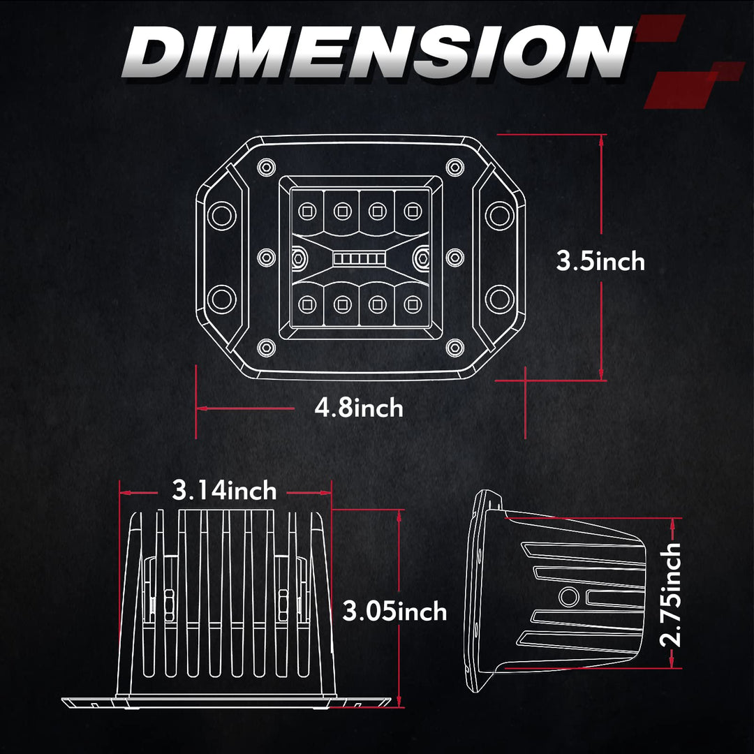 OFFROADTOWN Flush Mount LED Pods, 2pcs 5&#39;&#