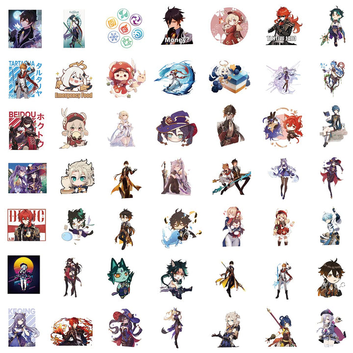 Genshin Impact Stickers[100pcs] Waterproof for Decal Laptop Water Bottle Car Cup Computer Guitar Skateboard Luggage Bike Bumper Kid/Teen Gift(Genshin Impact Stickers)