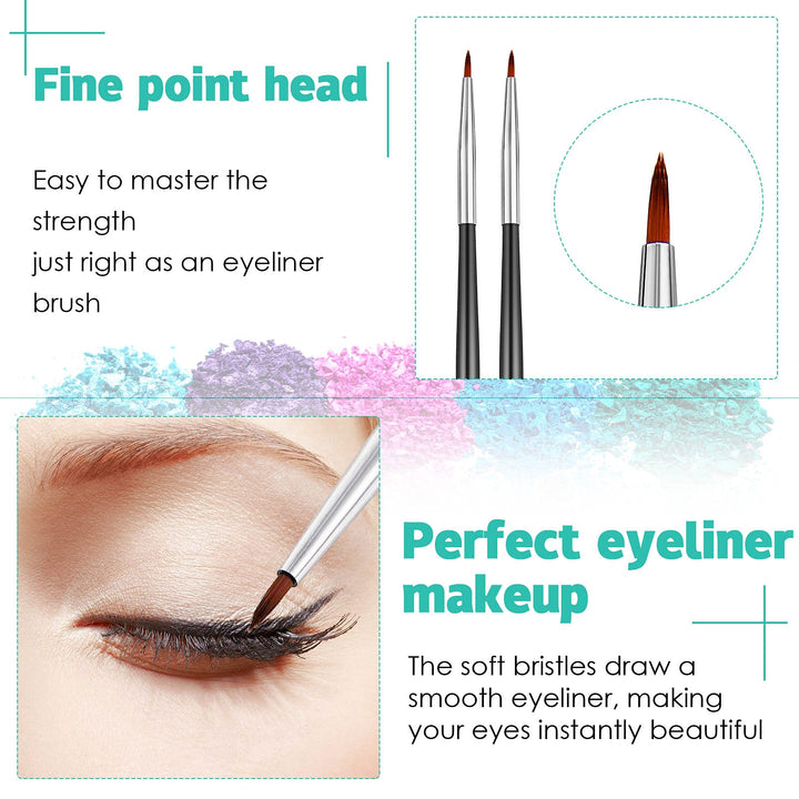 10 Pieces Thin Eyeliner Brushes Fine Point Eye Makeup Gel Eyeliner Brush Synthetic Bristles Eyeliner Brush Cosmetic Eye Wands Eyeliner for Wet Powder, Liquid and Water Activated Eyeliner