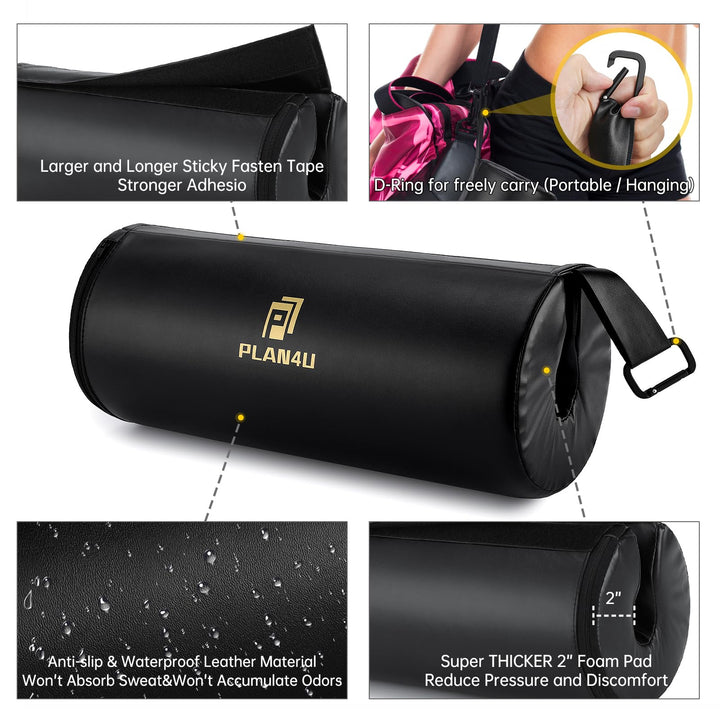 Barbell Pad for Bench Press Hip Thrust Weightlifting, Upgraded Board Press with 2 inches Non-Slip Thickness Leather Foam Pad Fits Standard Olympic Bars for Powerlifting Bench Workout, Black