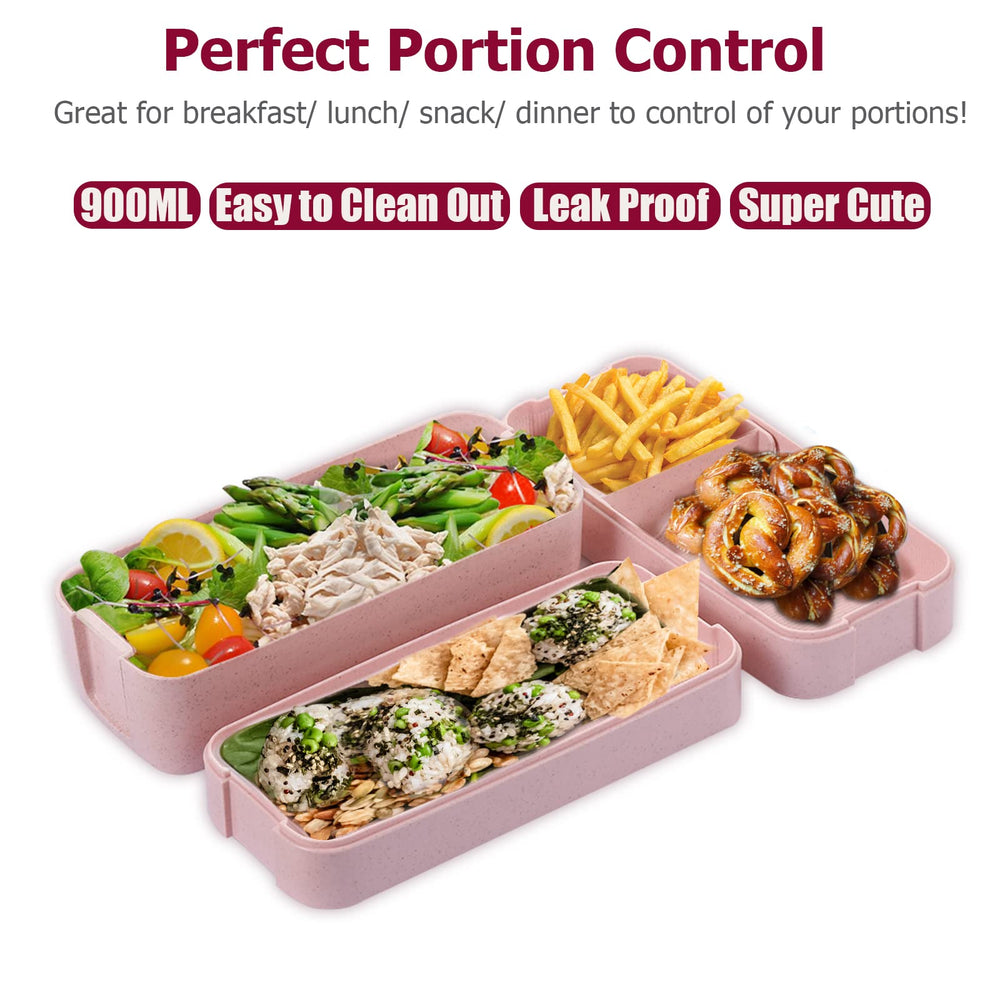 Bento Box for Adults, 3-In-1 Meal Prep Container, 900ML