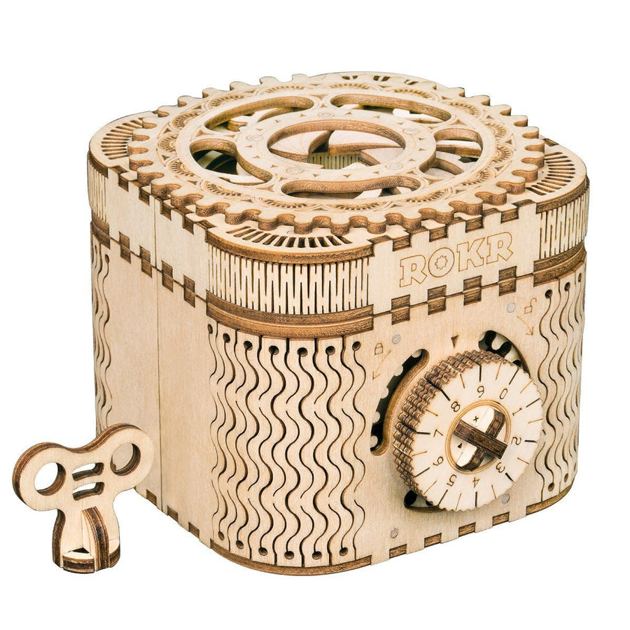 3D Wooden Puzzle Mechanical Treasure Box Model DIY Brain Teaser Projects for Adult Kid Age 14+