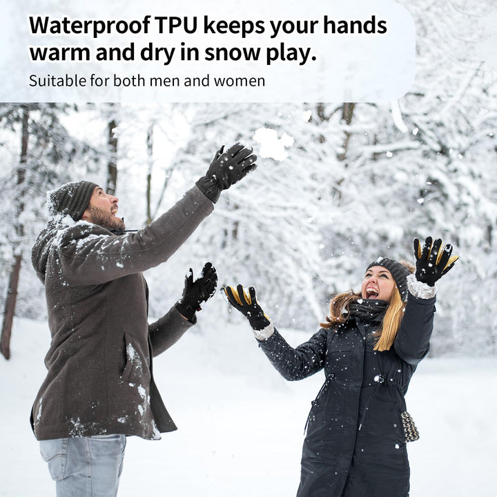 Winter Gloves, -20°F(-29) Cold Proof Thermal Work Glove - Deerskin Suede Leather Palm and Polar Fleece Back with Heatlok Insulated Cotton - Hands Warm in Cold Weather for Women and Men