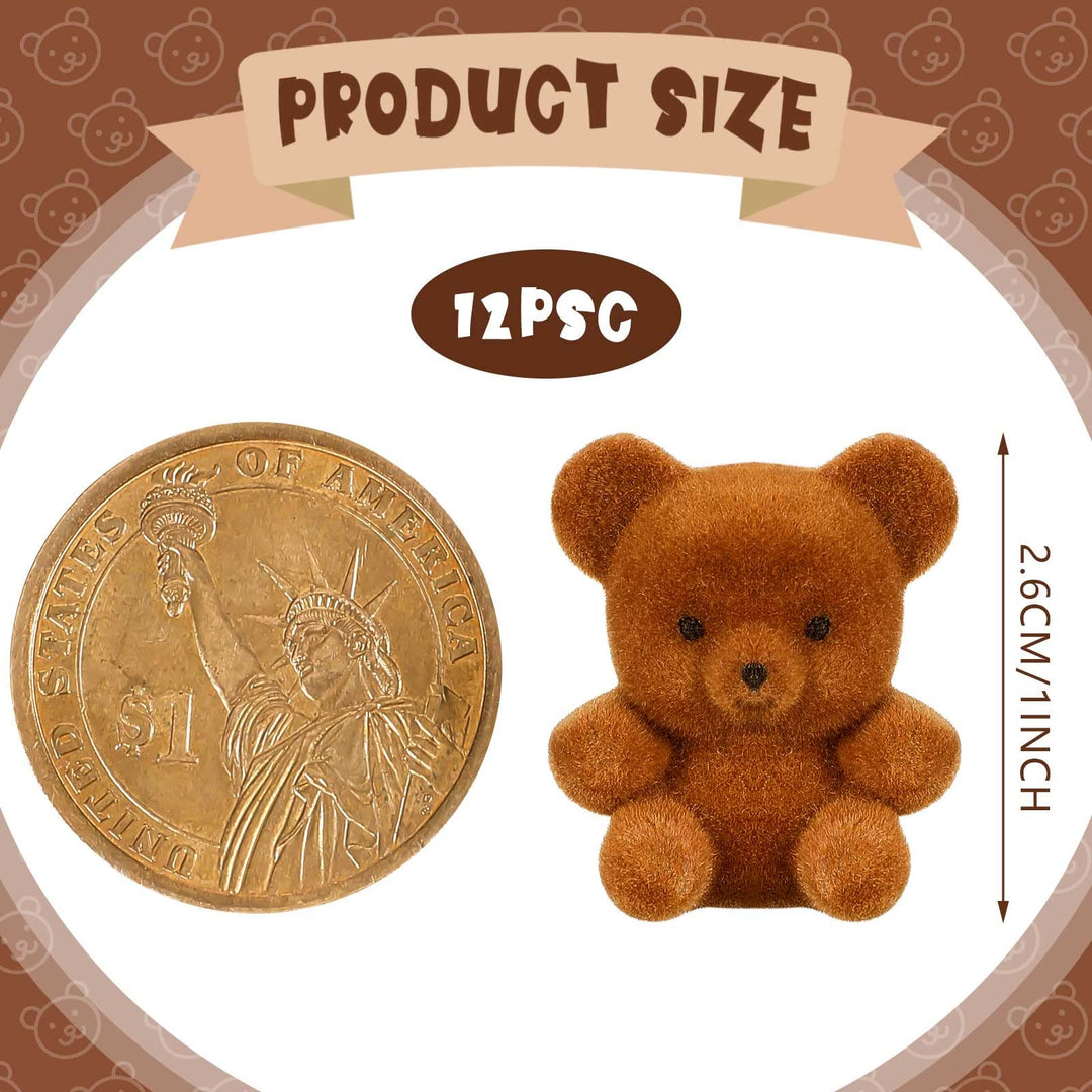 Hungdao 12pcs Mini Flocked Bears Miniature Bears Tiny B