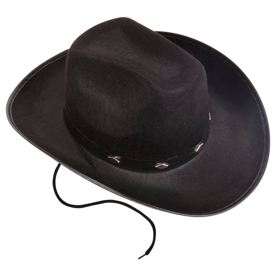 Black Cowboy Hat for Men & Women - Western Accessory Felt Hats with Pull-On Closure for Costume Parties, Black Cowgirl Hat for Country Fashion