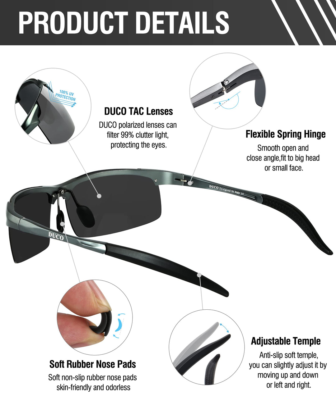 Mens Sports Polarized Sunglasses UV Protection Sunglasses for Men 8177s