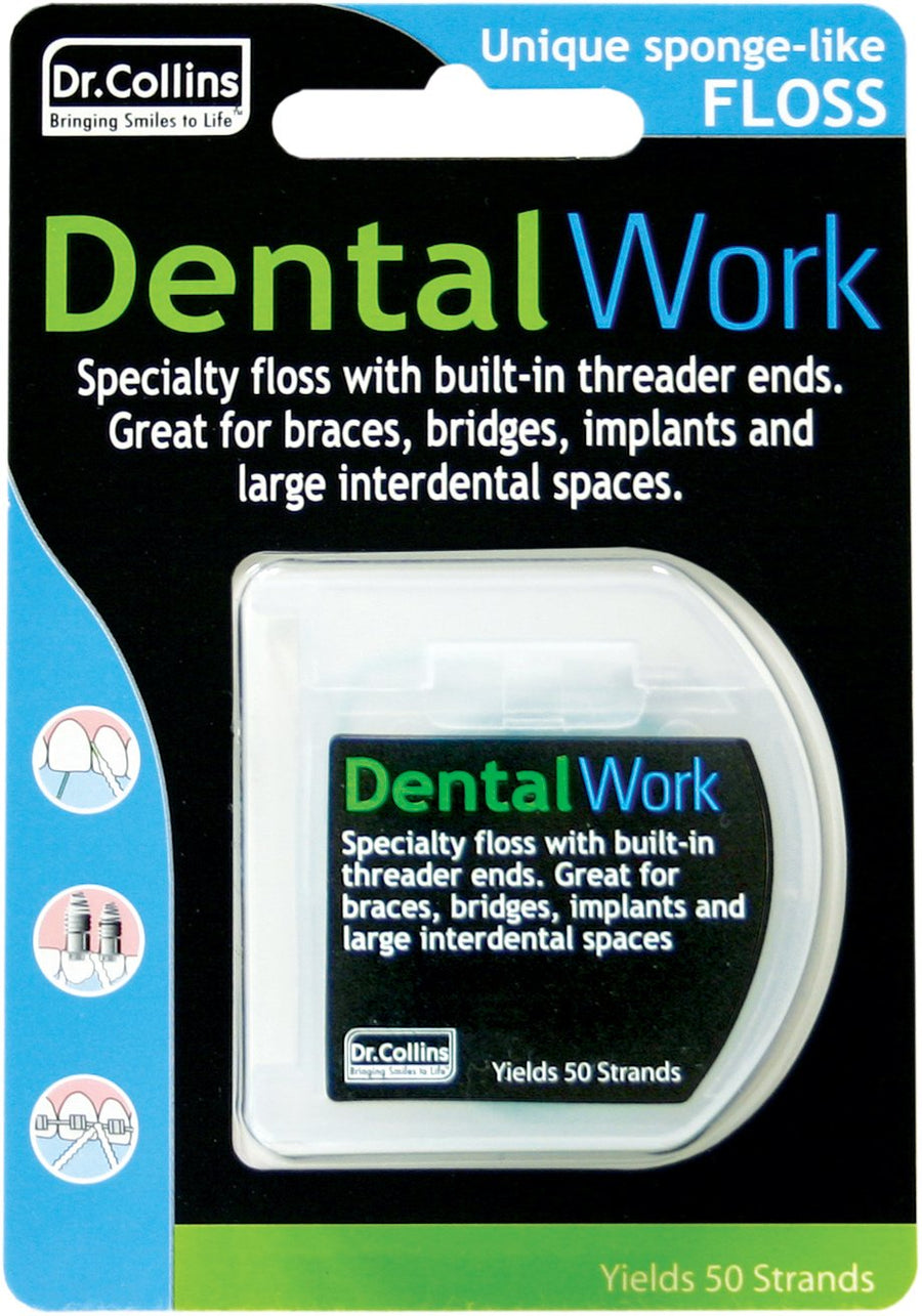 Dr Collins Dental Work Floss Implant Floss, 50-Count (P