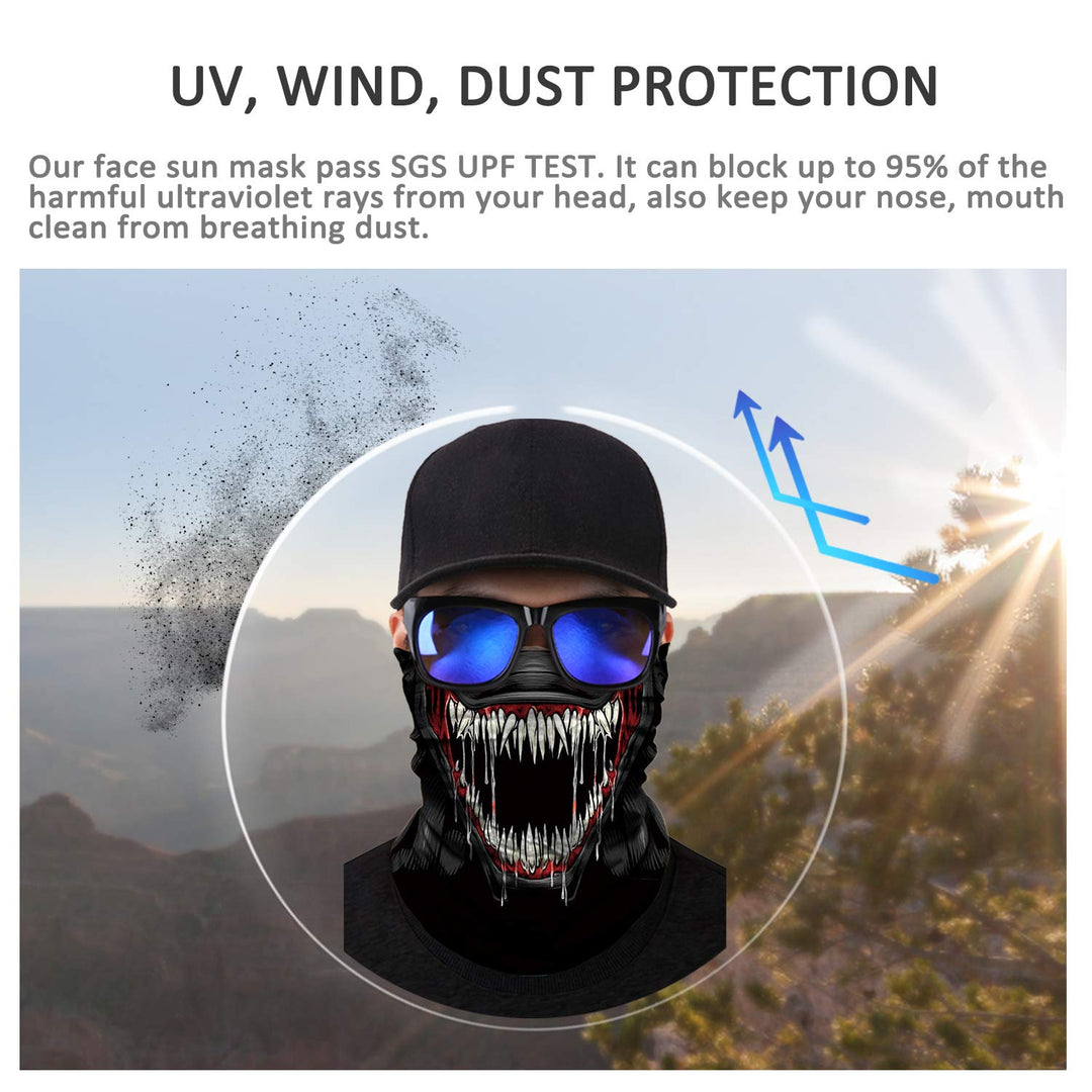 Skull Face Mask UV Sun Dust Neck Gaiter Bandana Headwear Motorcycle