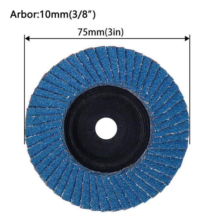 3&#39;&#39; x 3/8 Inch Flap Discs for Angle Grinder, 80 Grit Flap Sanding Disc, Steel Quick Trim Wheels Type 27 Grinding Wheel for Stainless Steel, Sheet Metal 10 Pack