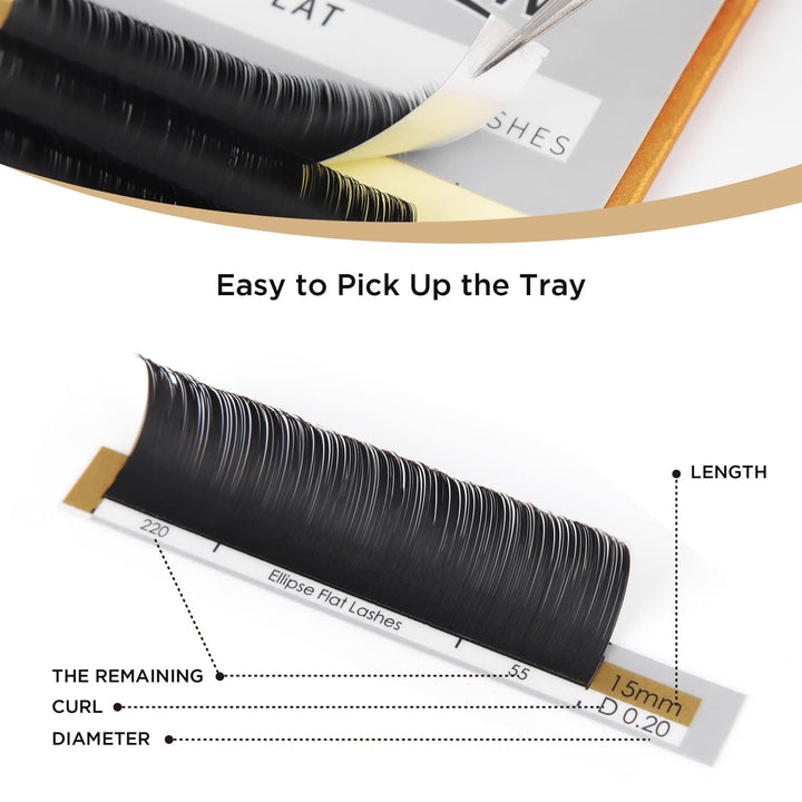 LASHVIEW Eyelash Extension,Ellipse Flat Eyelash Extensions,Individual Lashes,0.15mm C Curl 13mm,Lash Extension,Semi-Permanent,Extremely Light & Soft,Professional Salon Use.