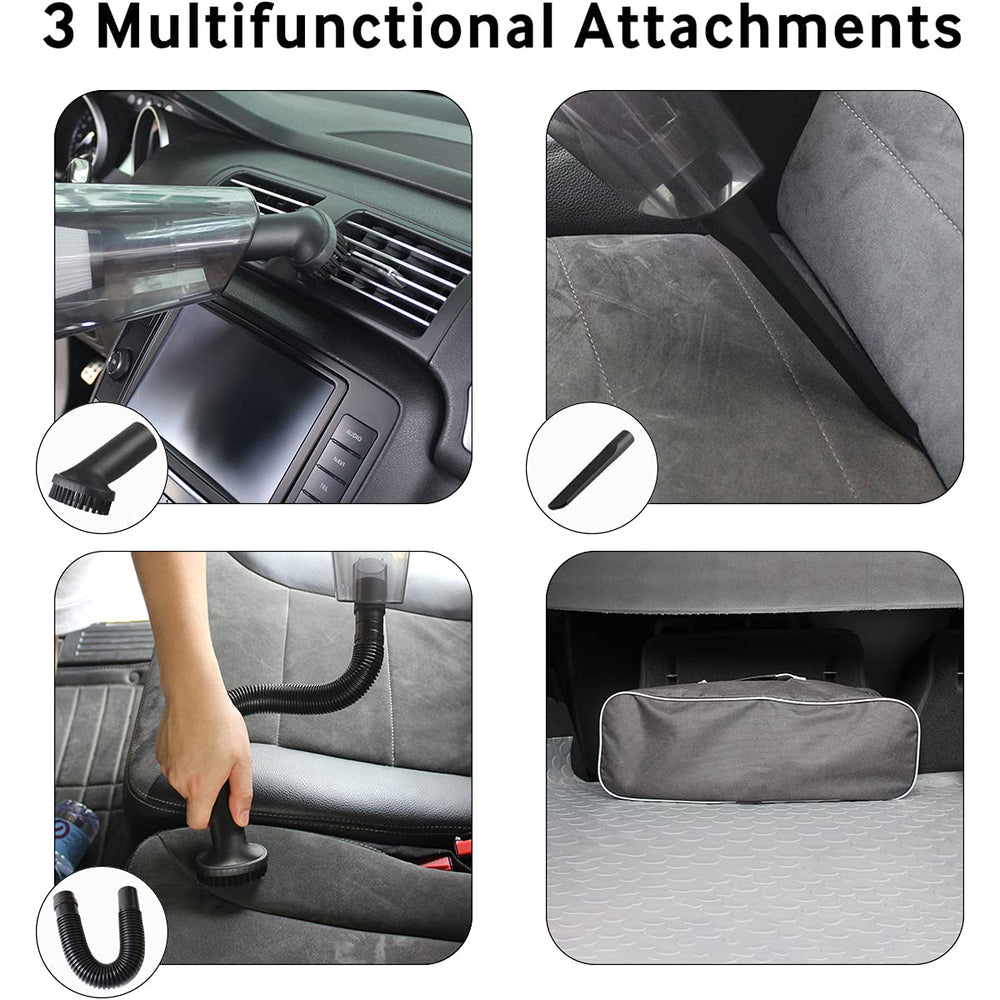 Car Vacuum Cleaner, 4-in-1 Handheld Car Vacuum Cleaner, Car Vacuum Cordless Rechargeable with Tire Pressure Gauge LCD Display, LED Light, 12V High Power Portable Wet-Dry Vacuum Cleaner.