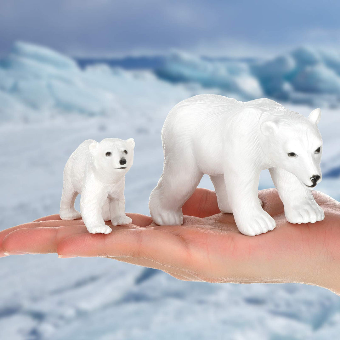 12 Pieces Realistic Polar Animal Figurines Arctic Polar Animal Figures Set Includes 6 Pieces Polar Animal Bear Figurines and 6 Pieces Emperor Penguin Family Figures Birthday Party Favor