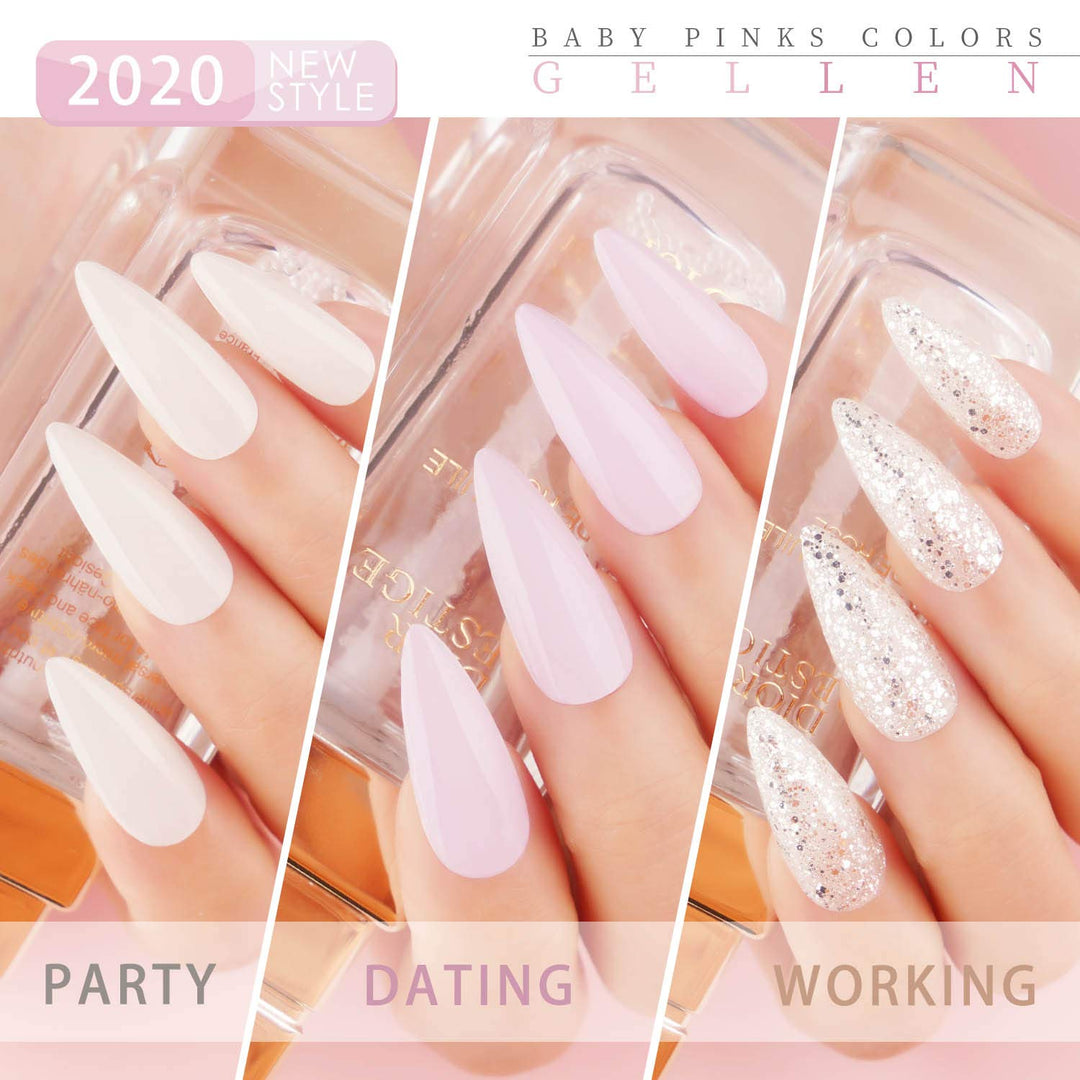 Gel Nail Polish Set - Pink Nudes Neutrals 6 Colors Gel Polish, Warm Pastels Nail Gel Polish Set Nail Art DIY Home Gel Manicure Set
