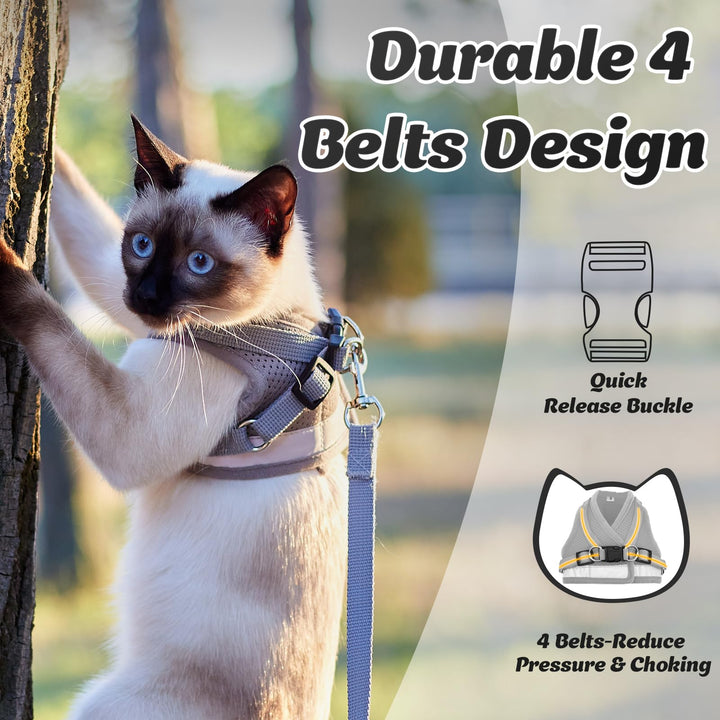 Cat Harness and Leash Set for Walking and Small Dog Soft Mesh Harness Adjustable Vest with Reflective Strap Comfort Fit for Pet Kitten Puppy Rabbit