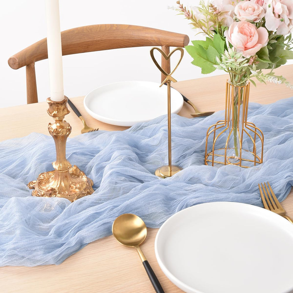 Blue Cheesecloth Table Runner 10Ft Rustic Gauze Cheese Cloth Table Runner Boho Fall Thanksgiving Table Runner for Wedding Bridal Shower Halloween Decoration