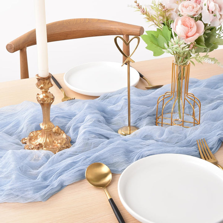 Blue Cheesecloth Table Runner 10Ft Rustic Gauze Cheese Cloth Table Runner Boho Fall Thanksgiving Table Runner for Wedding Bridal Shower Halloween Decoration