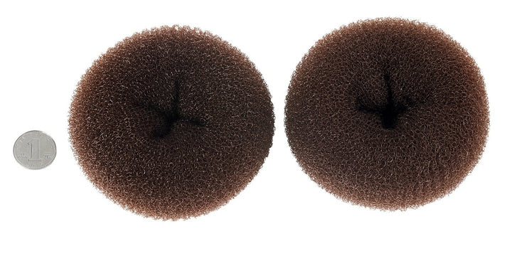 2 pieces Extra Large Size Hair Bun Donut Maker, Ring Style Bun, Women Chignon Hair Donut Buns Maker, Hair Doughnut Shaper Hair Bun maker (4.3 in. For Thick and Long Hair) (Brown)