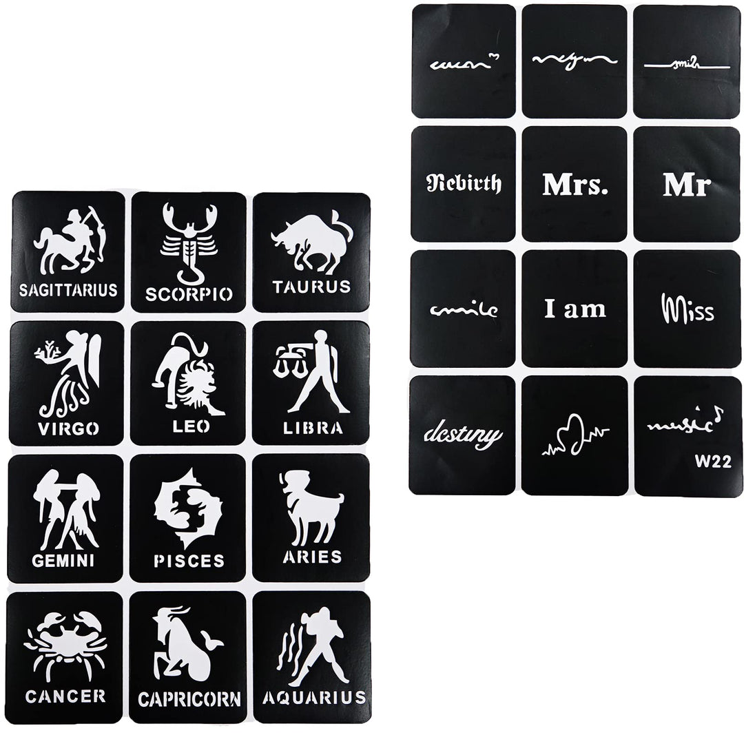 778pcs Temporary Tattoos Stencils, 20 Sheets Reusable Boys and Man Glitter Tattoo Kit Templates Face Painting Stencil Body Design Stencil Pack for Adults Girls Women Kids Teenager Adultssigns Man