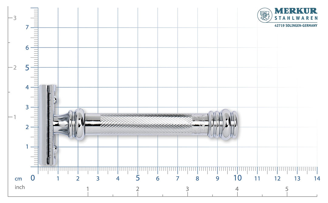 Merkur Heavy Duty Long Barber Pole Safety Razor, Chrome